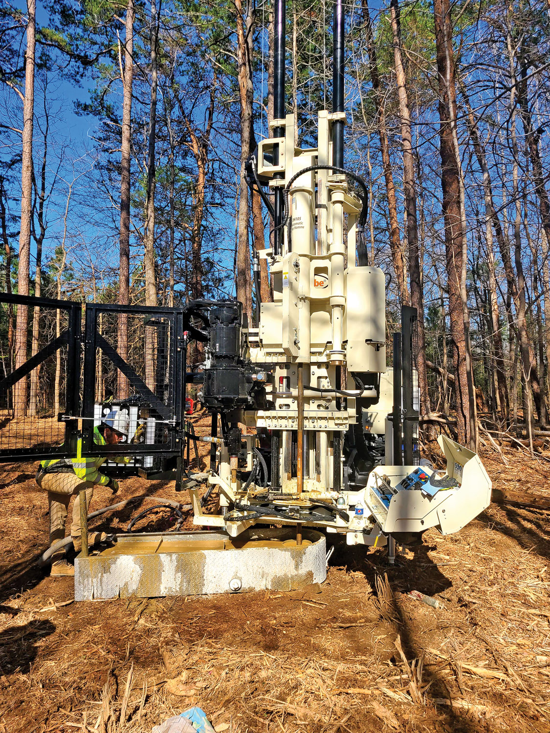 Using the 3230DT as a mud rotary drill to conduct geotechnical sampling for a new transmission line in North Carolina.