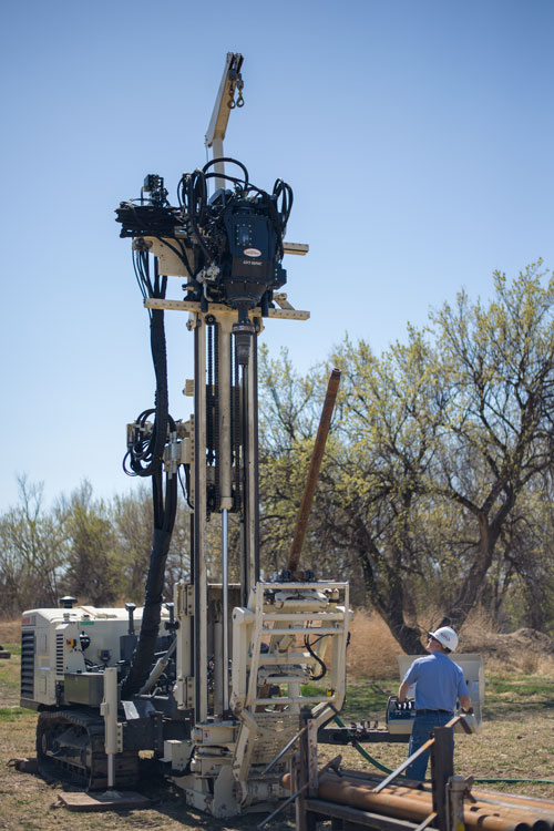 Drillers stay clear of spinning tools strings while enabling easy sight lines on 8150LS sonic drilling rig