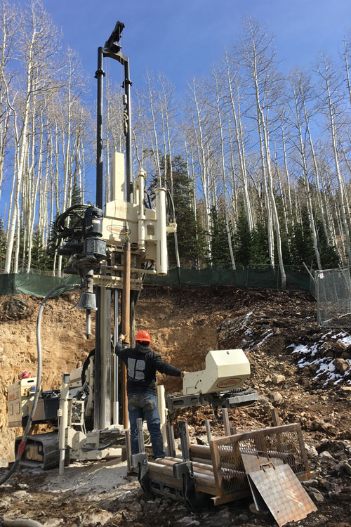 Swing arm control panel on 3230DT simplifies search for an abandoned mine tunnel below a proposed new hotel project in the Wasatch  mountain range east of Salt Lake City.