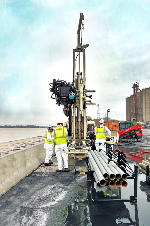 Despite heaving sands and surface/subsurface obstructions 8150LS sonic drilling rig successfully collects both environmental and geotechnical samples from 80 feet at a Kentucky contaminated jobsite with fewer cuttings and investigation derived waste requiring disposal.